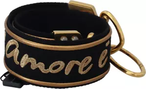 Black Gold Logo Print Brass Bag Shoulder Strap