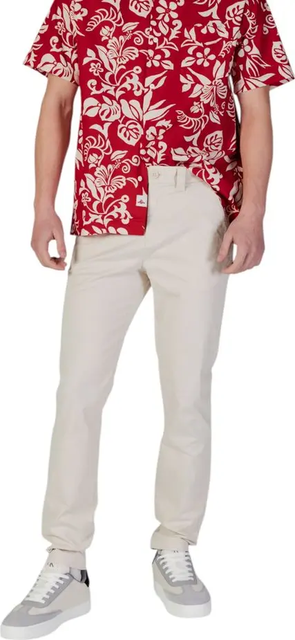 Beige Cotton Skinny Pants