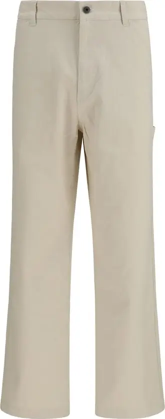 Beige Cotton Casual Pants