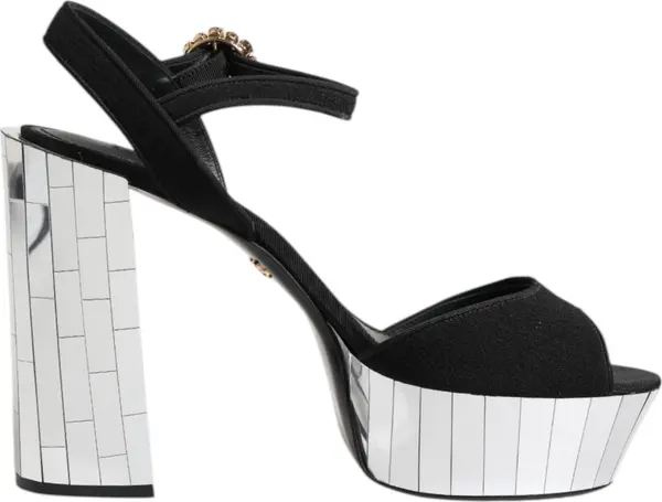 Black Crystal Ankle Strap Keira Sandal Shoes