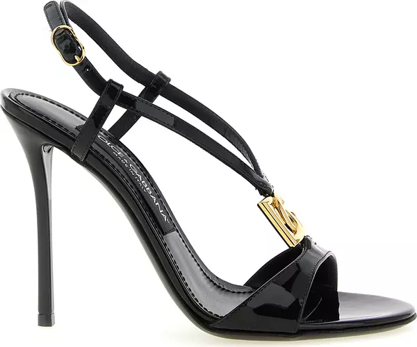 Black Calfskin Stiletto Heel Sandals