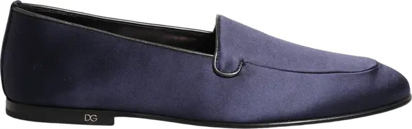 Navy Blue Satin DG Logo Dress Loafers Shoes