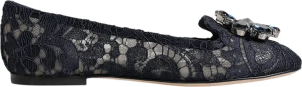Blue Taormina Lace Crystals Flats Shoes