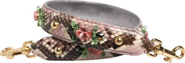 Multicolor Python Embellished Crystal Stud Shoulder Strap