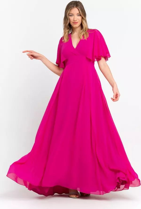 Pink Polyester Women Dress