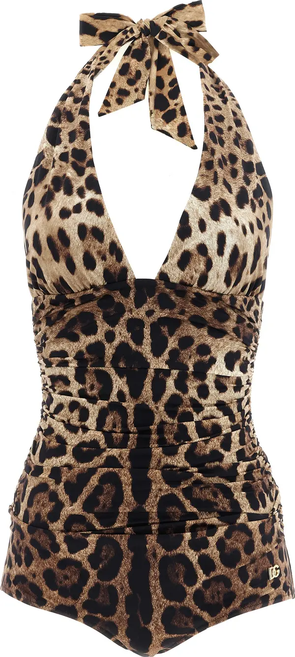 Brown Polyamide One-Piece Swimsuit