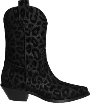 Black Gray Leopard Cowboy Boots Shoes