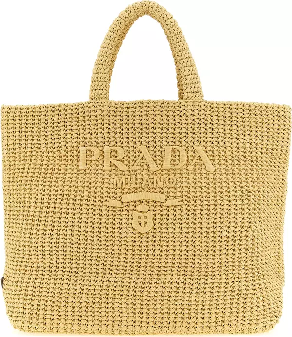 Beige Raffia Tote Bag