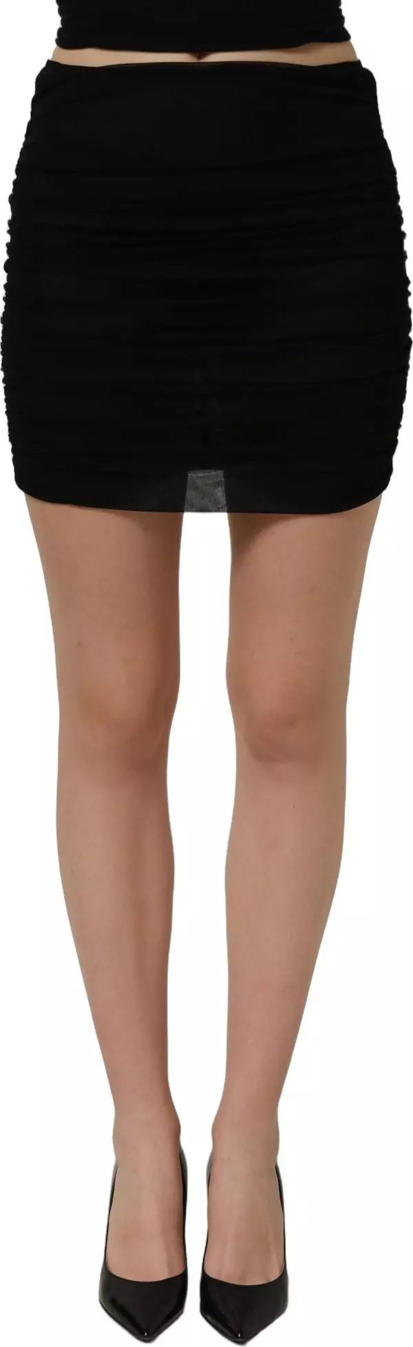 Black Viscose Mid Waist A-line Mini Skirt