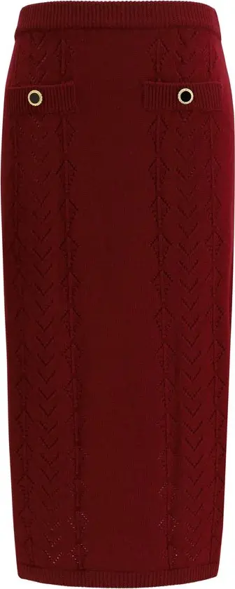 Bordeaux Wool Oves Aries Midi Skirt