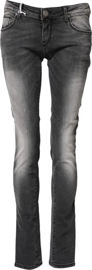 Dark Gray Cotton Slim Fit Denim Low Waist Denim Jeans