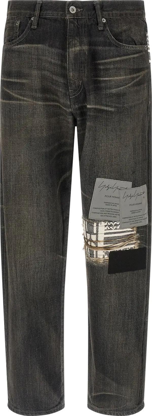 Black Cotton Tapered Jeans