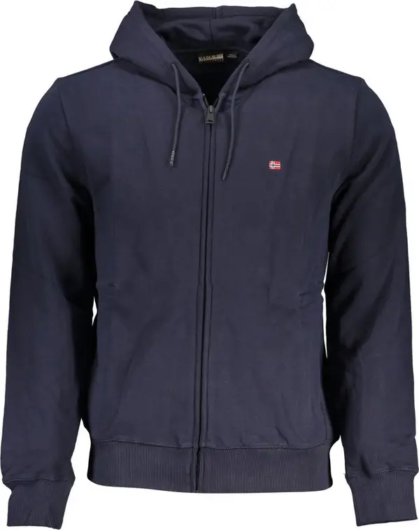 Blue Cotton Men Sweater with Hood