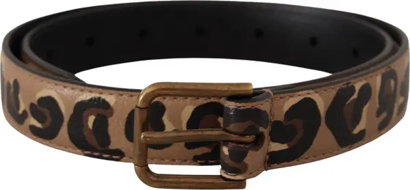 Brown Leopard Print Vintage Metal Waist Buckle Belt