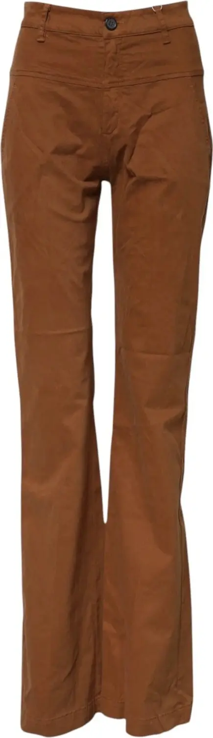 Brown High Waisted Flared Cut Pants