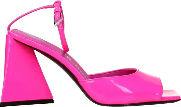 Pink Leather Stiletto Heel Sandals