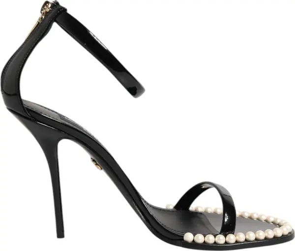 Black KEIRA Pearl Embellished Sandals Shoes