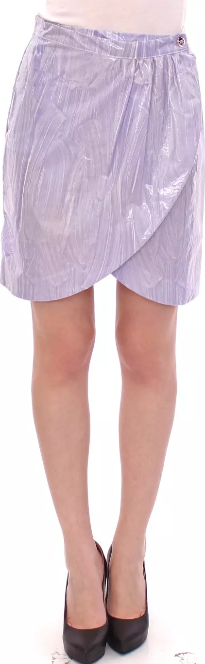 Purple Viscose Above-Knee Wrap Skirt