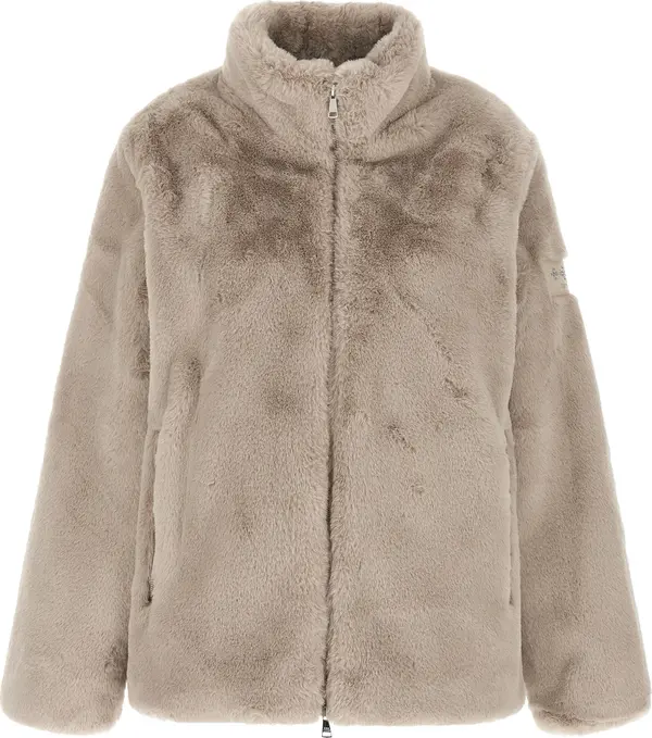 Beige Polyester Biker Jacket