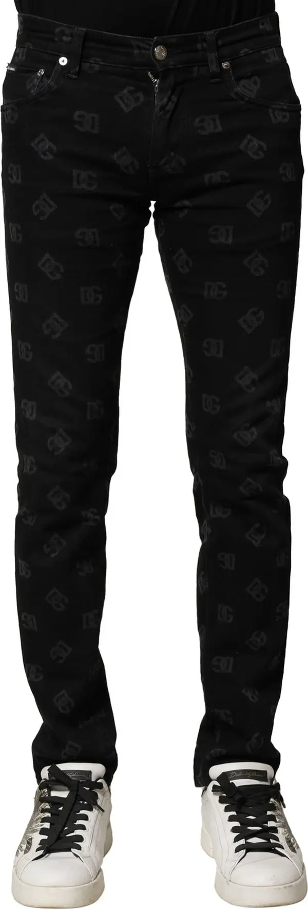 Black Cotton DG Logo Skinny Men Denim Jeans