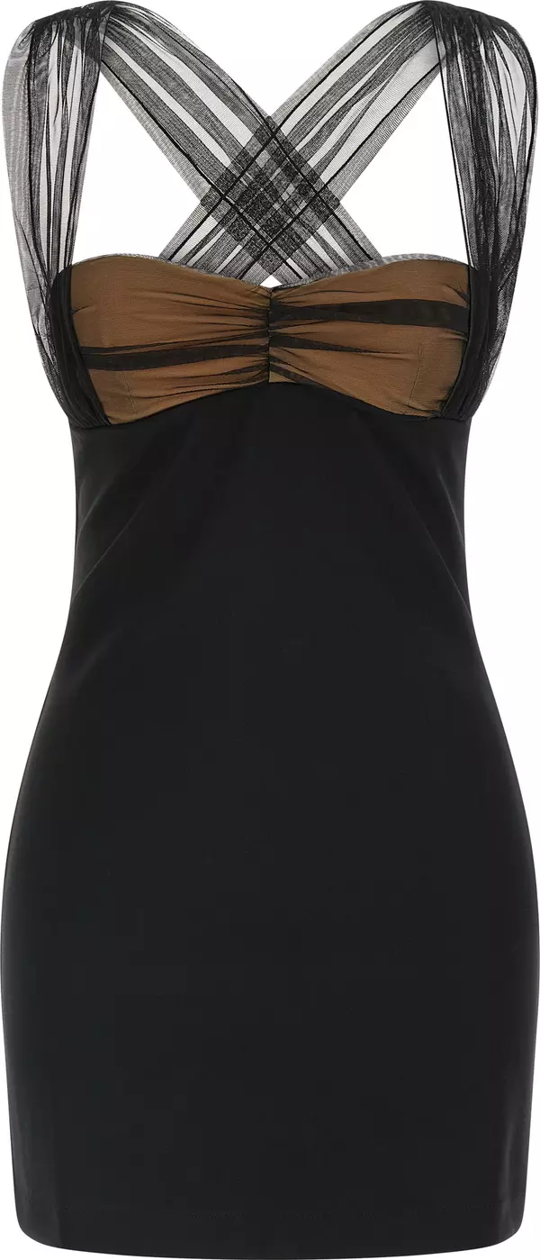 Black Viscose Short Dress
