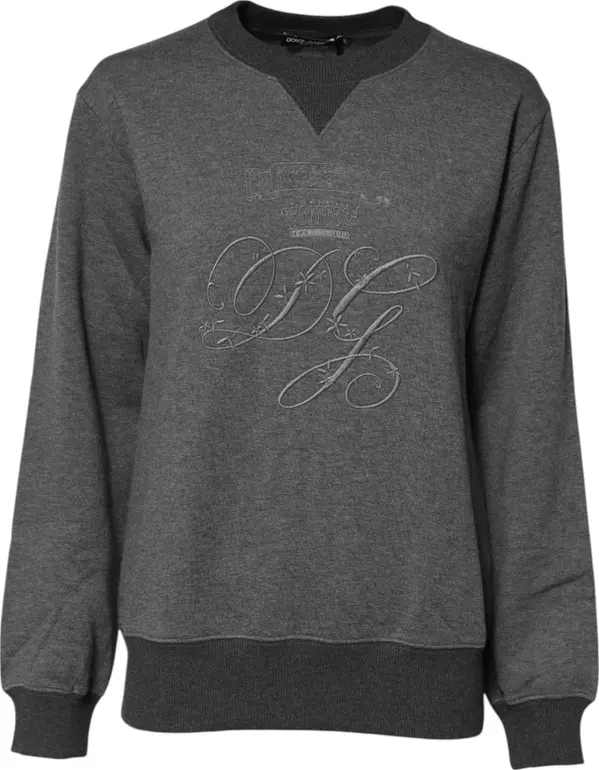 Gray DG Logo Embroidered Pullover Sweater