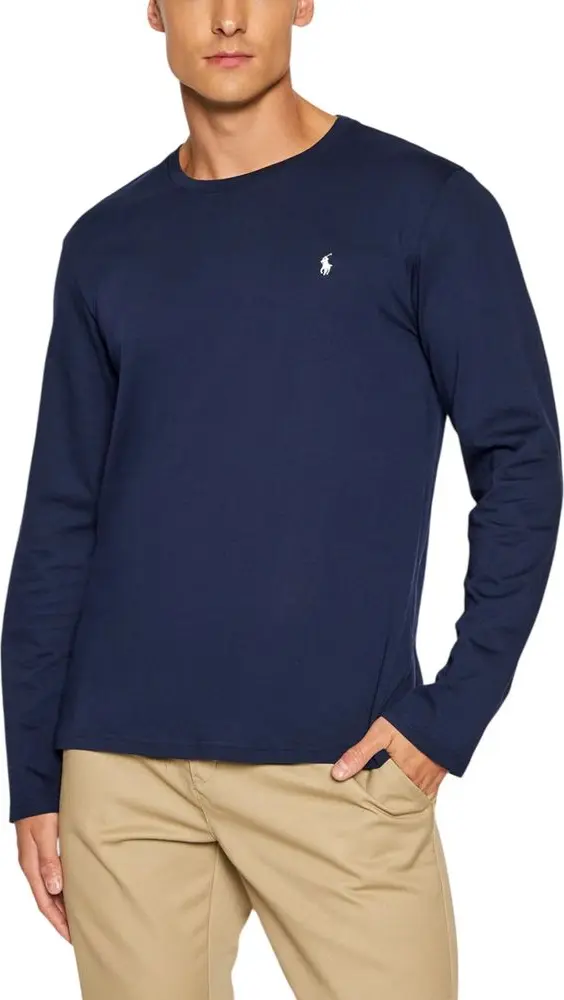 Blue Cotton Long Sleeve T-Shirt