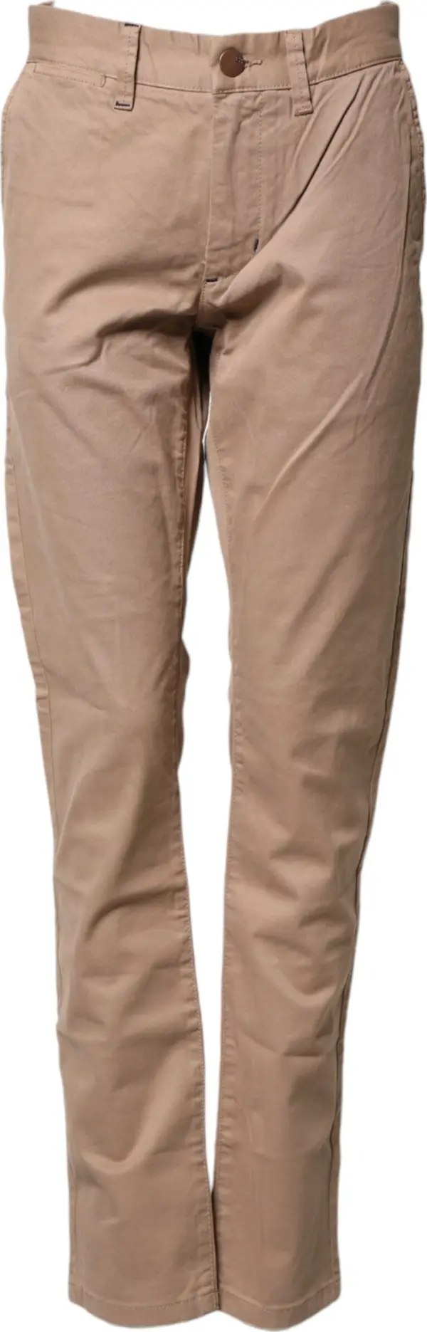 Beige Cotton Mid Waist Straight Men Chino Trouser Pants