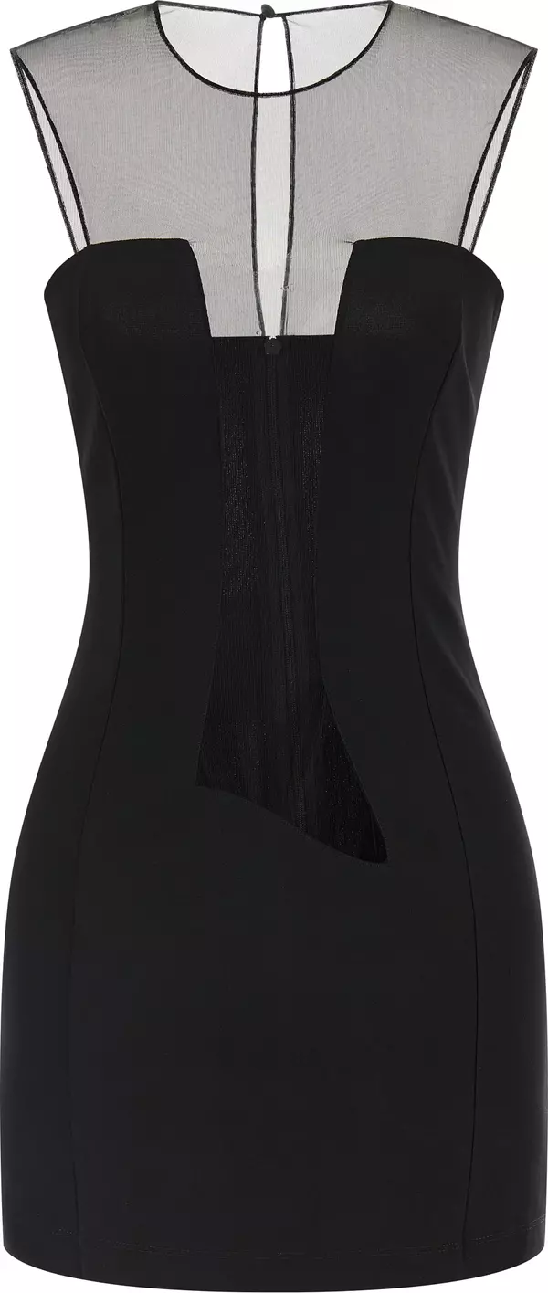 Black Viscose Short Dress