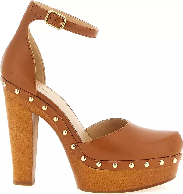 Brown Lamb Leather High Heel Pumps