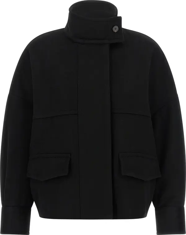 Black Wool Bomber