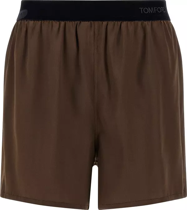 Brown Silk Bermuda Shorts