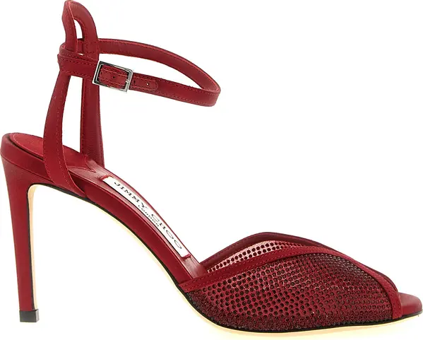 Red Lamb Leather Stiletto Heel Sandals
