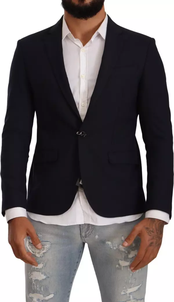 Black Single Breasted One Button Suit Jacket