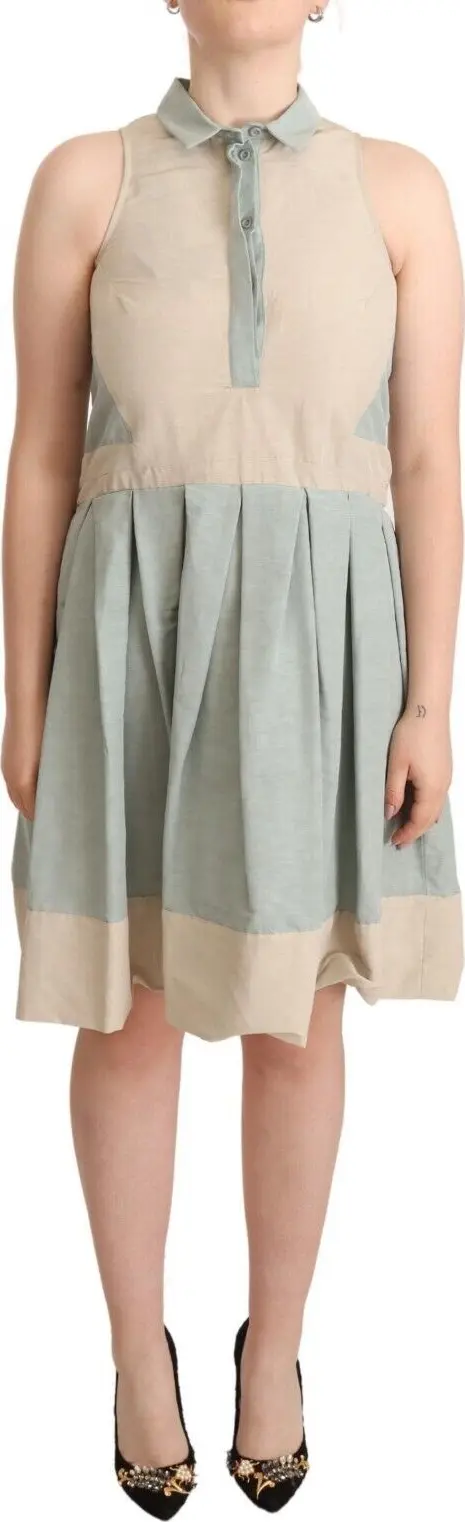 Multicolor Collared Sleeveless Sheath Dress