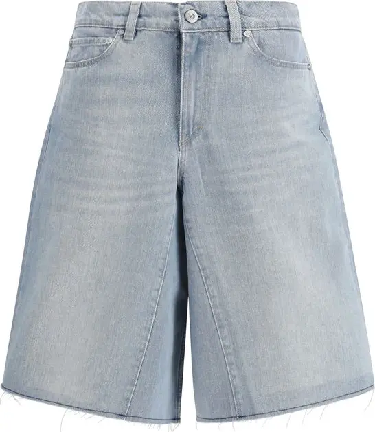Blue Cotton Bermuda Shorts
