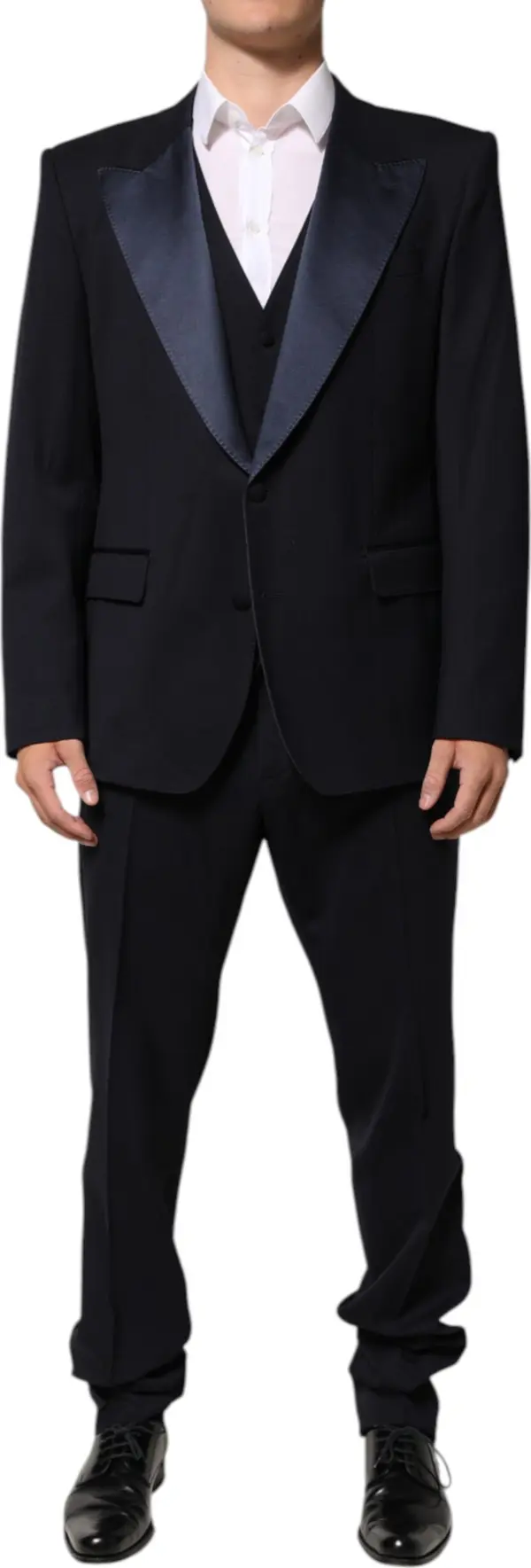 Dark Blue 3 Piece Wool Silk Blend Suit SICILIA