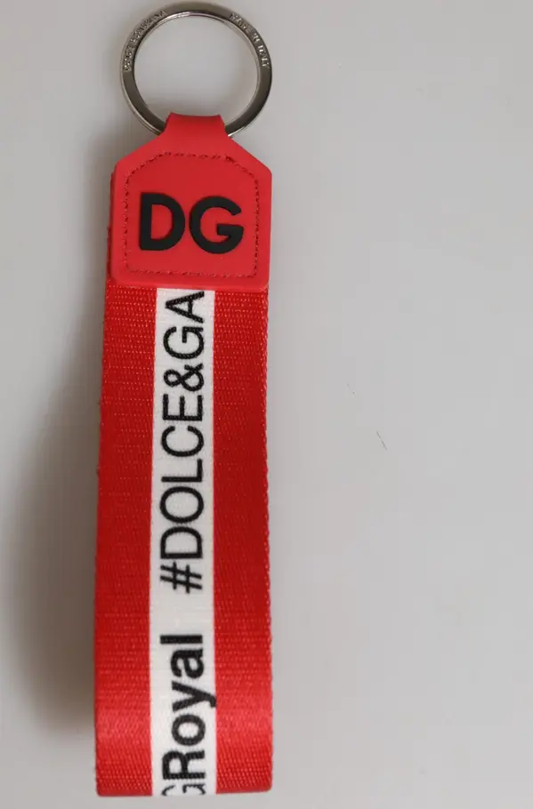 Red Logo Polyester Silver Brass Holder Keychain Keyring