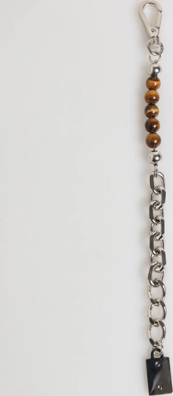 Silver Chain Brass Beaded Lobster Clasp Logo Men Bracelet