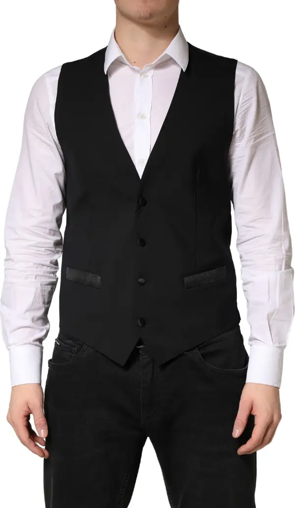 Black Wool Dress Men Formal Waistcoat Vest