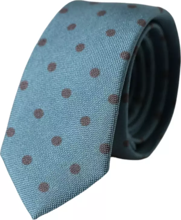 Blue Black Polka Dot Silk Adjustable Men Tie