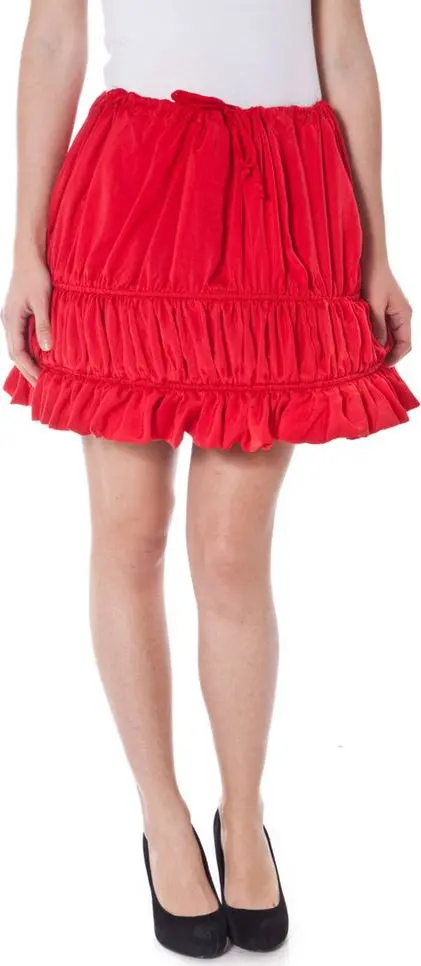 Red Polyester Women Skirt