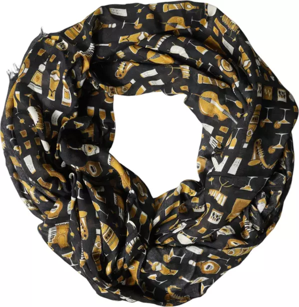 Black Jazz Club Print Neck Wrap Shawl Scarf