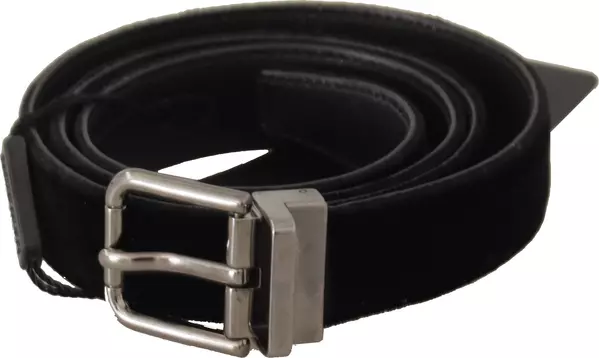 Black Cotton Silver Tone Metal Buckle Belt