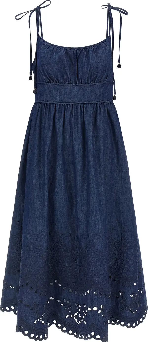 Blue Cotton Midi Dress