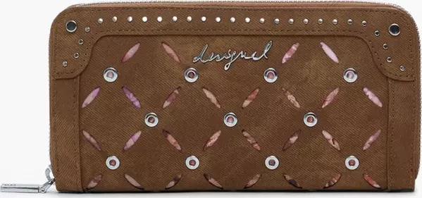 Brown Polyurethane Woman Wallet