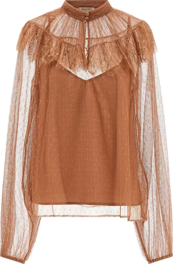Brown Polyester Blouse