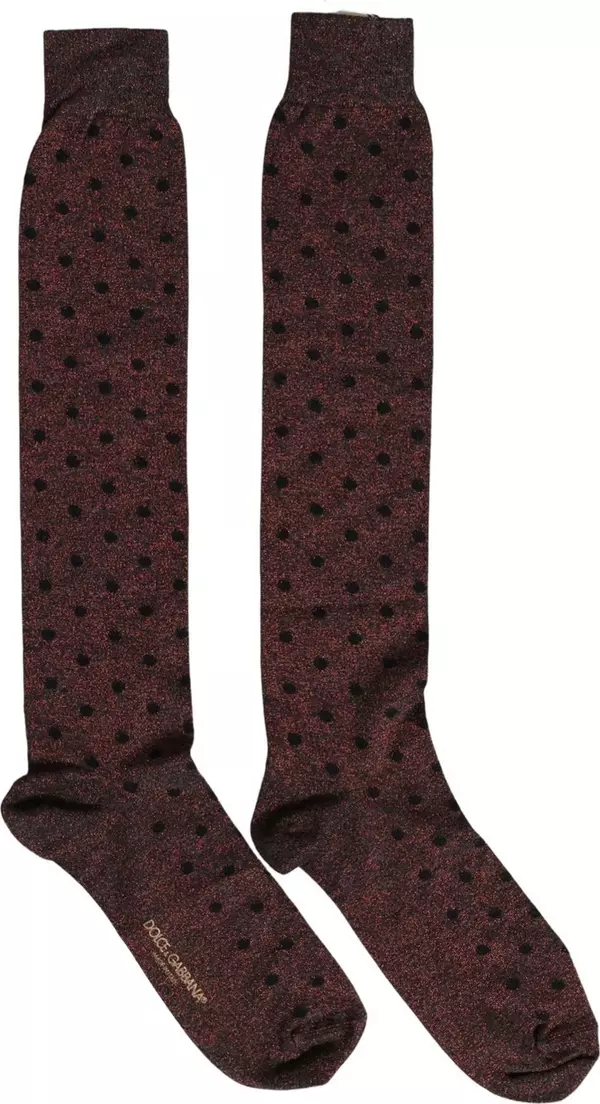 Brown Polka Dot Over The Calf Accessory Socks