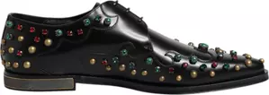 Black Leather Derby Dress Studded Shoes