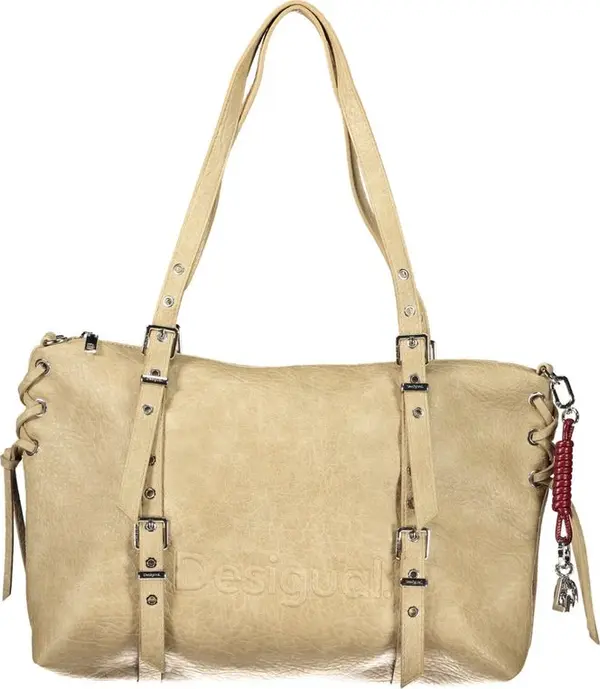 Beige Polyurethane Women's Bag